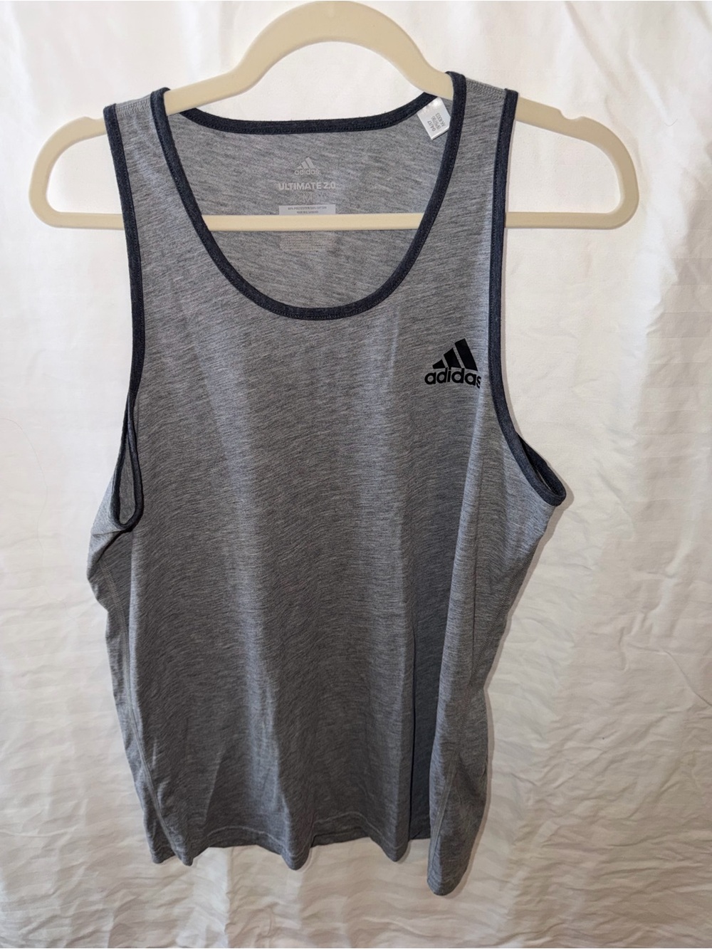 adidas Heather Gray Tank Top with Black Trim